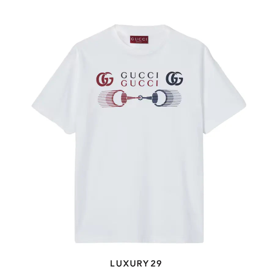 Gucci Printed cotton jersey T-shirt Double G and Horsebit print White GUCCI Luxury29