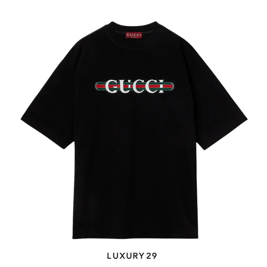 Gucci Printed cotton jersey T-shirt Gucci Web print Black GUCCI Luxury29