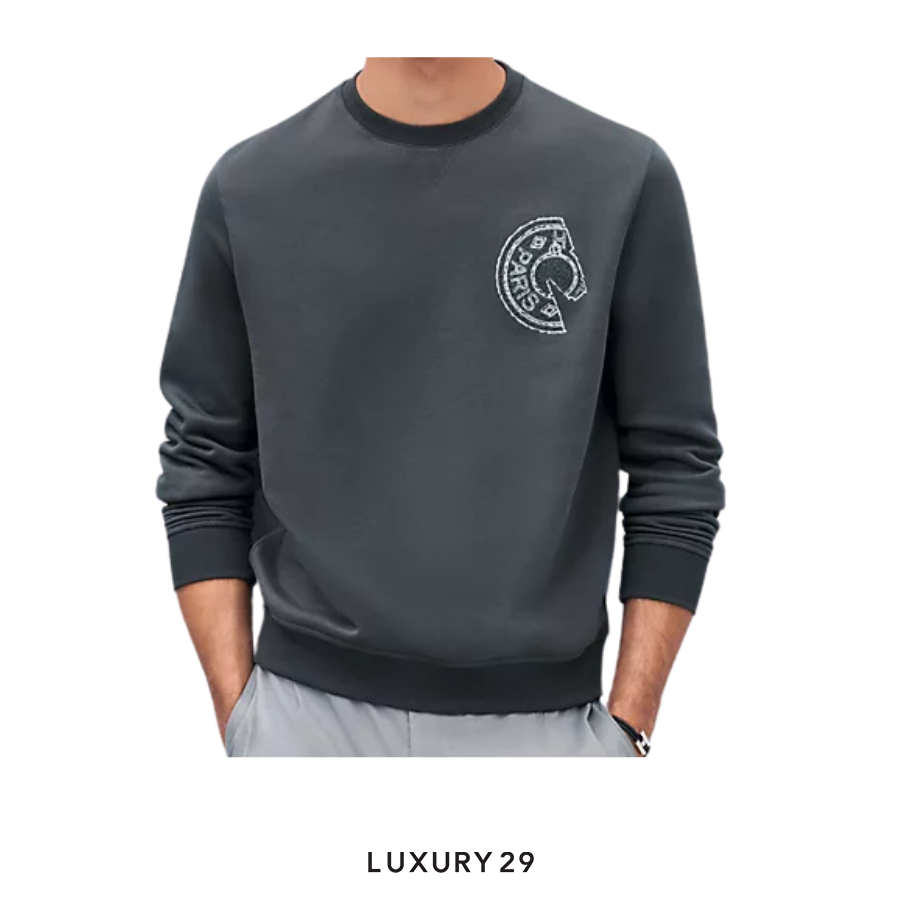 HERMES Crewneck sweater with Clou de Selle detail Orage HERMES