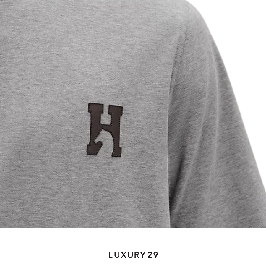 HERMES "H'Cheval" t-shirt with leather detail Gris HERMES