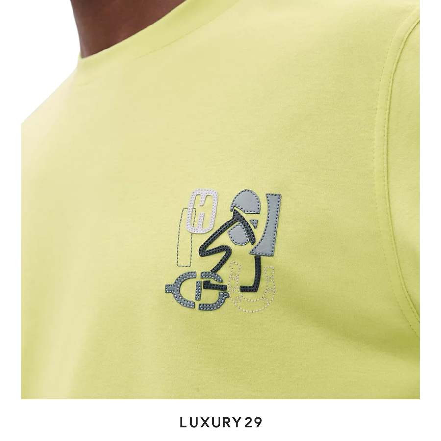 HERMES "H Puzzle" t-shirt with leather detail Lime HERMES