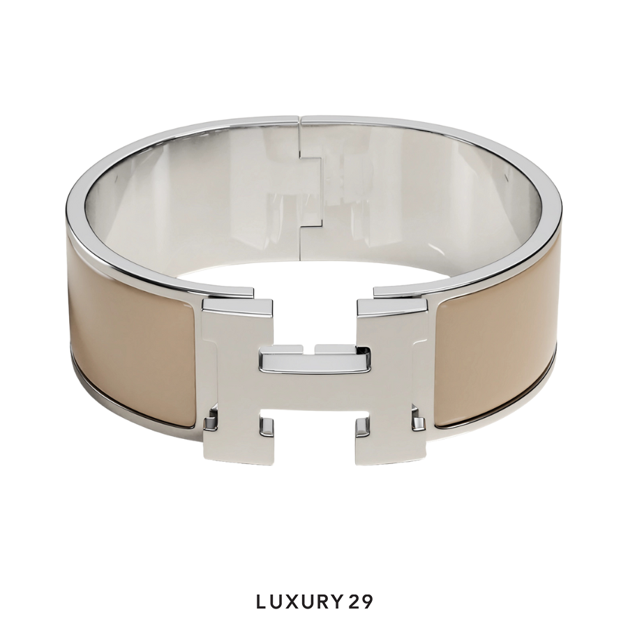 Hermes Clic Clac H bracelet Palladium plated PM marron glace HERMES