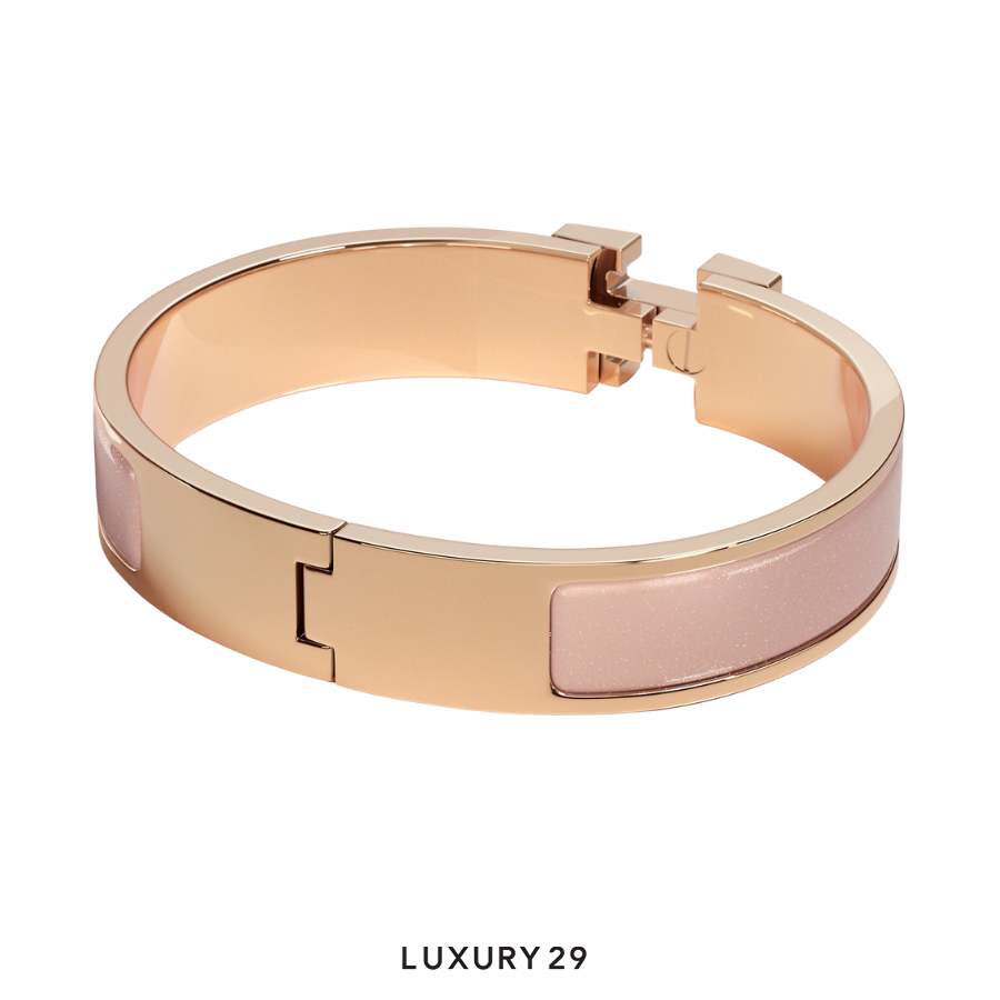 Hermes Clic H Glitter Bracelet PM Rose Cassata