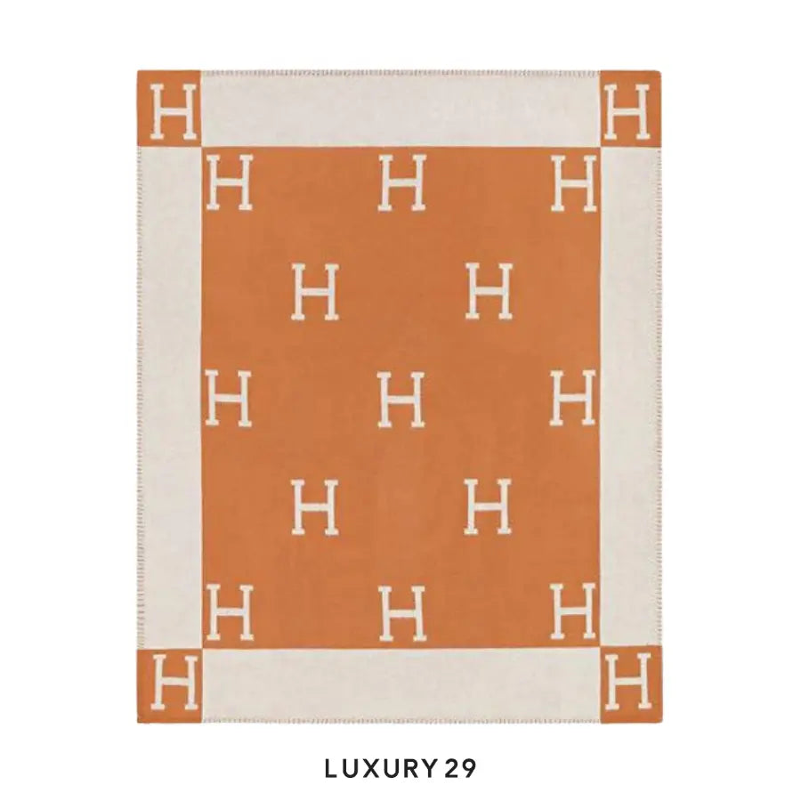 Hermes Avalon throw blanket Ecru / Potiron