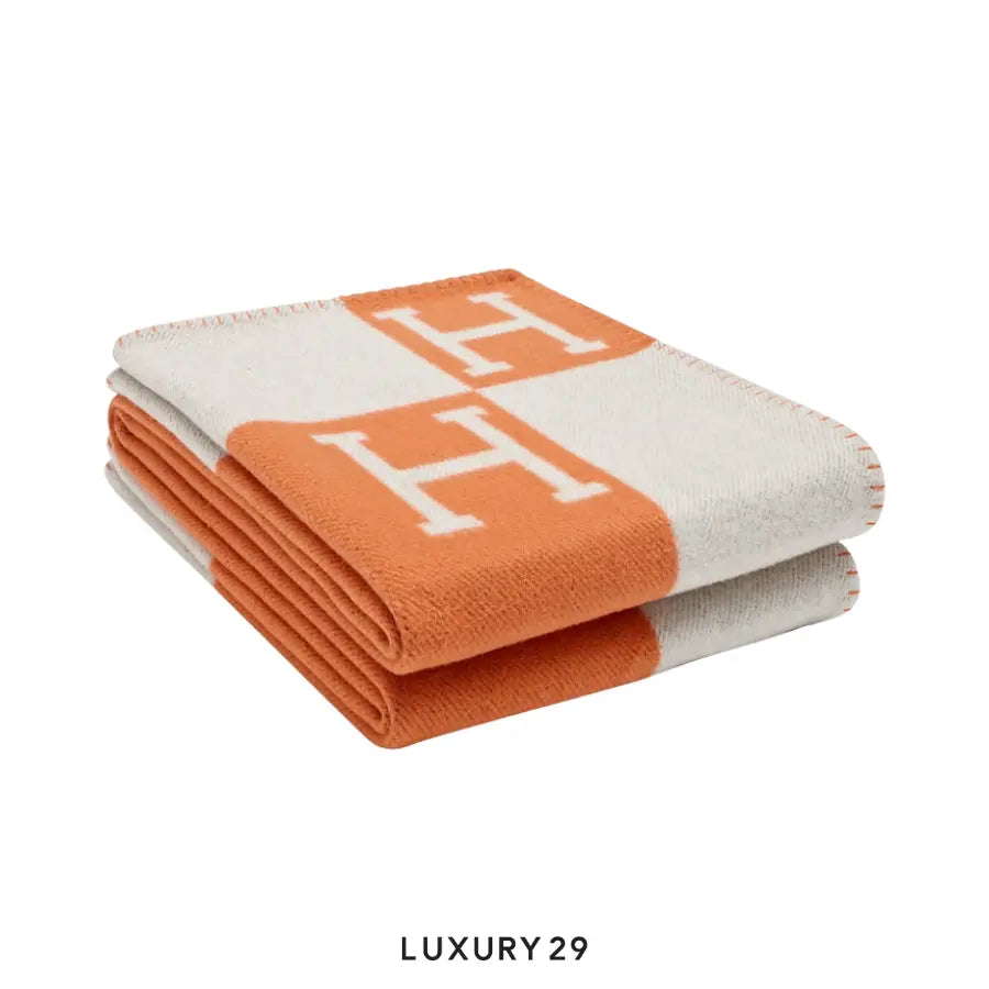 Hermes Avalon throw blanket Ecru / Potiron HERMES