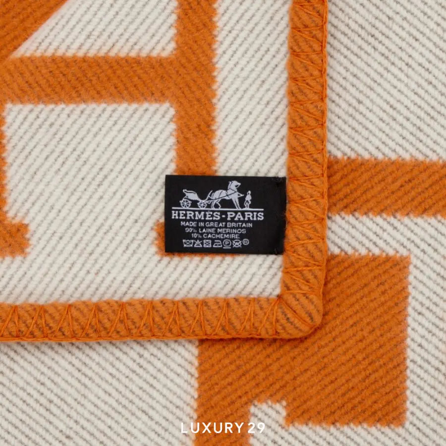 Hermes Avalon throw blanket Ecru / Potiron HERMES