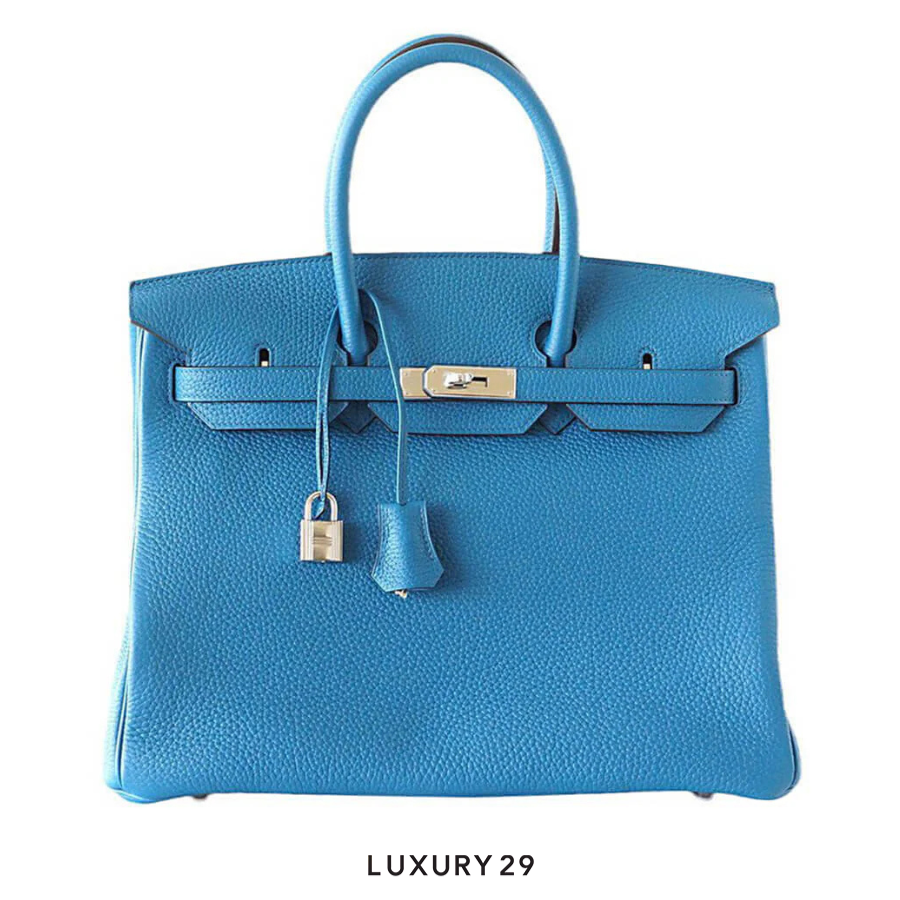 Hermes Birkin Retuorne 35 Togo Bleu Hydra with Paladium Hardware R Stamp(Medium, Blue) HERMES Luxury29