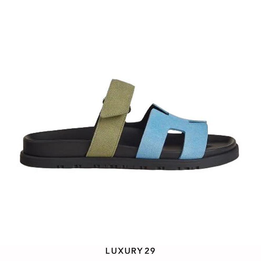 Hermes Chypre sandal Bleu Cameo / Vert Celadon HERMES