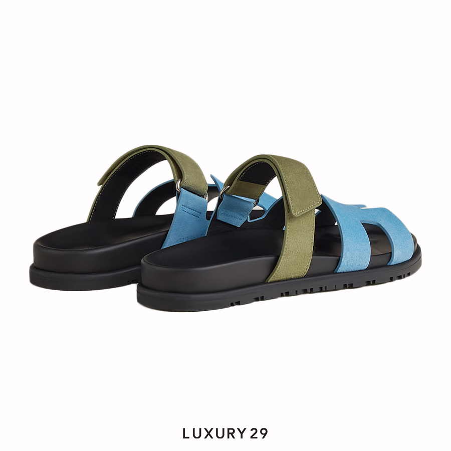 Hermes Chypre sandal Bleu Cameo / Vert Celadon HERMES