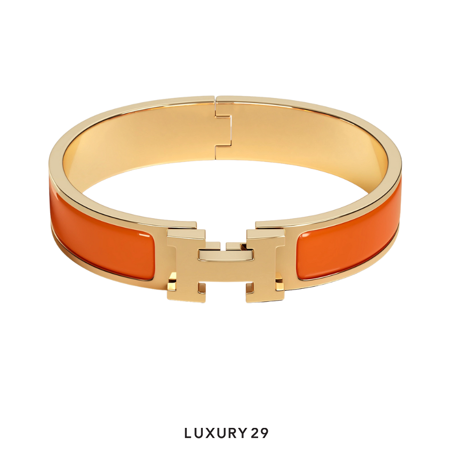 Hermes Clic H Bracelet Gold Plated PM Papaye HERMES