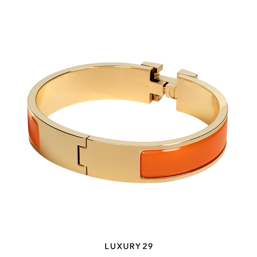 Hermes Clic H Bracelet Gold Plated PM Papaye HERMES