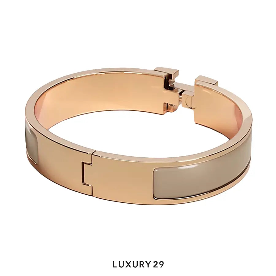 Hermes Clic H Bracelet Rose gold plated PM Marron Glace HERMES