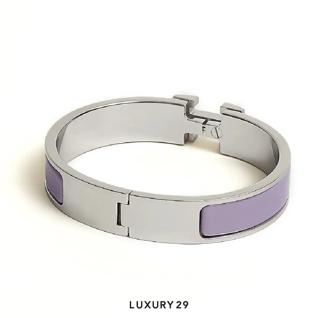 Hermes Clic H Bracelet Silver plated Lilas HERMES