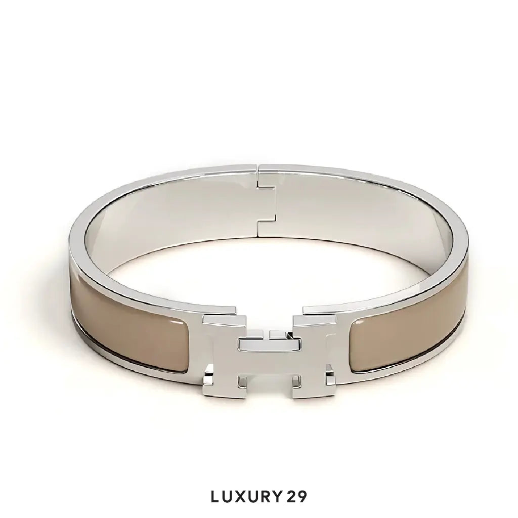 Hermes Clic H Bracelet Silver plated PM Marron Glace