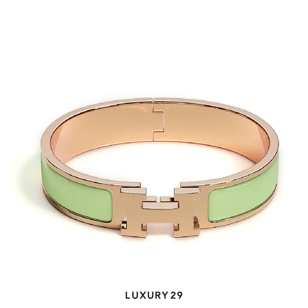 Hermes Clic H bracelet Rose gold plated PM Vert Amande