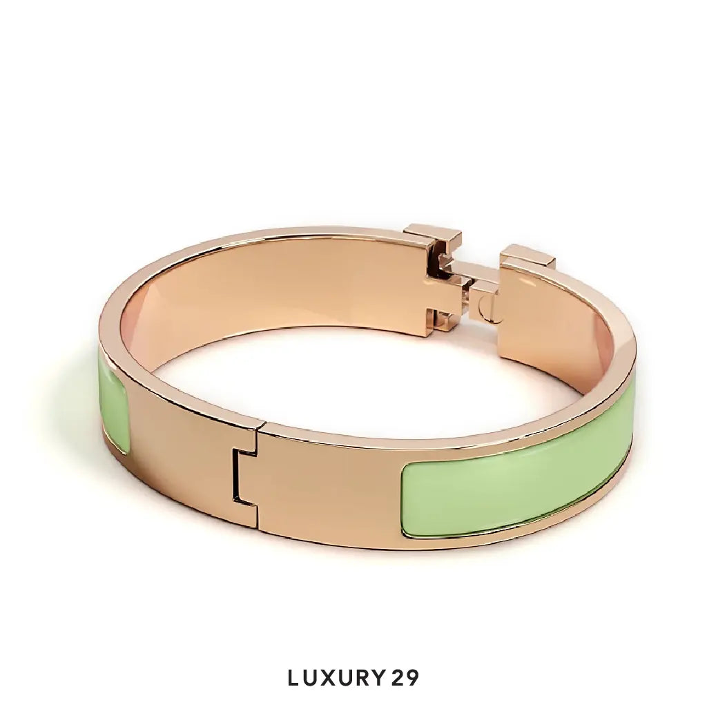 Hermes Clic H bracelet Rose gold plated PM Vert Amande HERMES