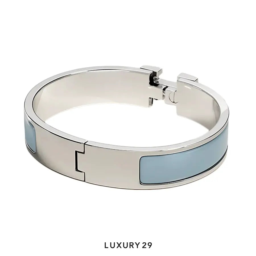 Hermes Clic H bracelet Silver plated PM Blue Ciel HERMES