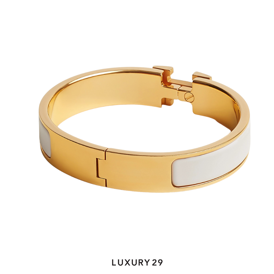 Hermes Clic H bracelet gold plated PM Blanc HERMES