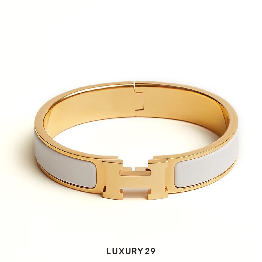 Hermes Clic H bracelet gold plated PM Blanc HERMES