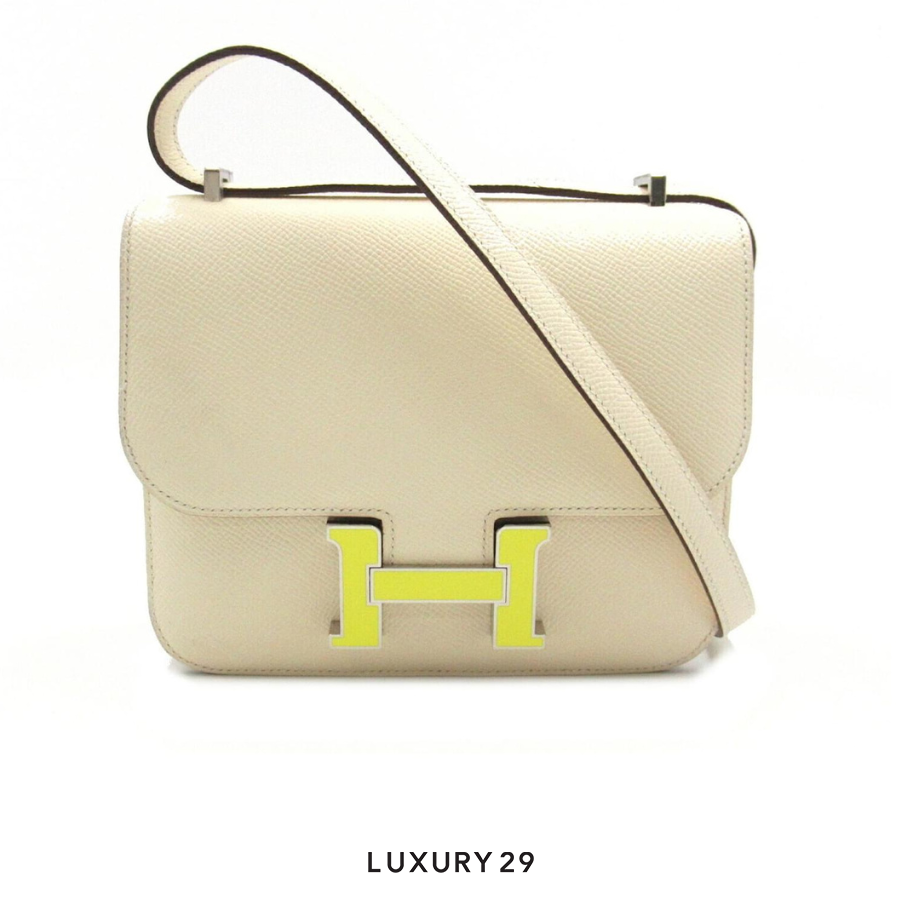 Hermes Constance III Mini Epsom Leather White/Yellow B Stamp (Feb2024) HERMES