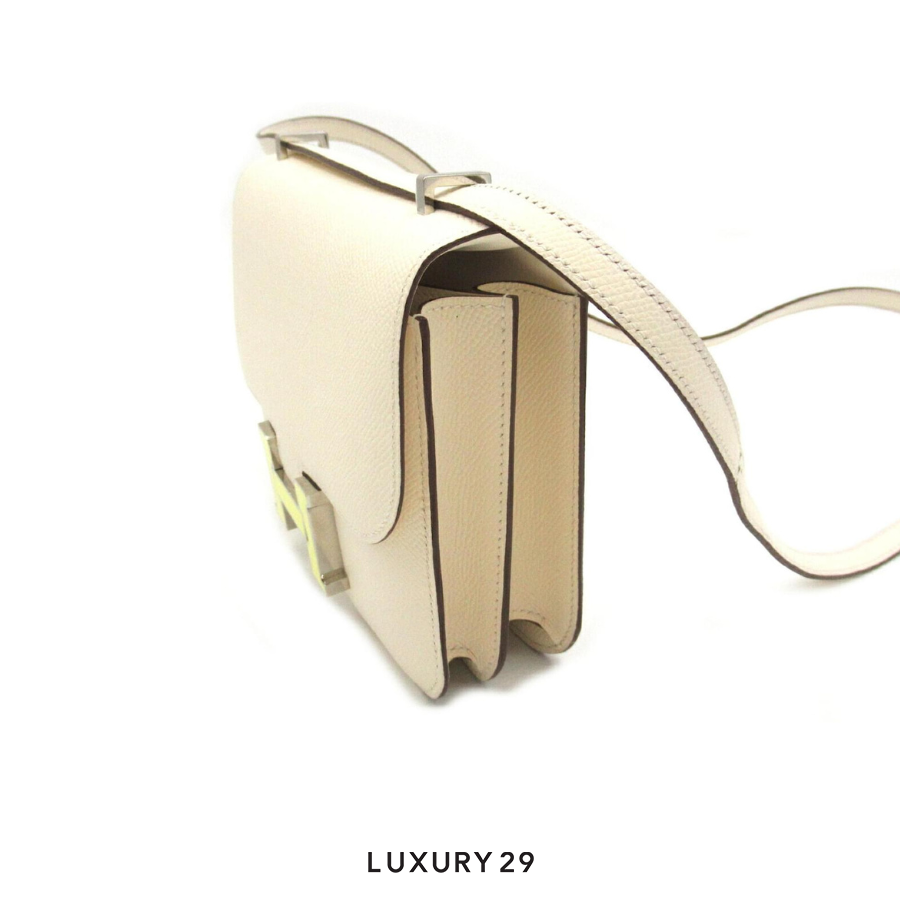 Hermes Constance III Mini Epsom Leather White/Yellow B Stamp (Feb2024) HERMES