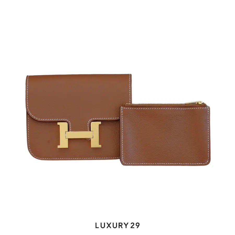 Hermes Constance Slim Compact Veau Evercolor Gold