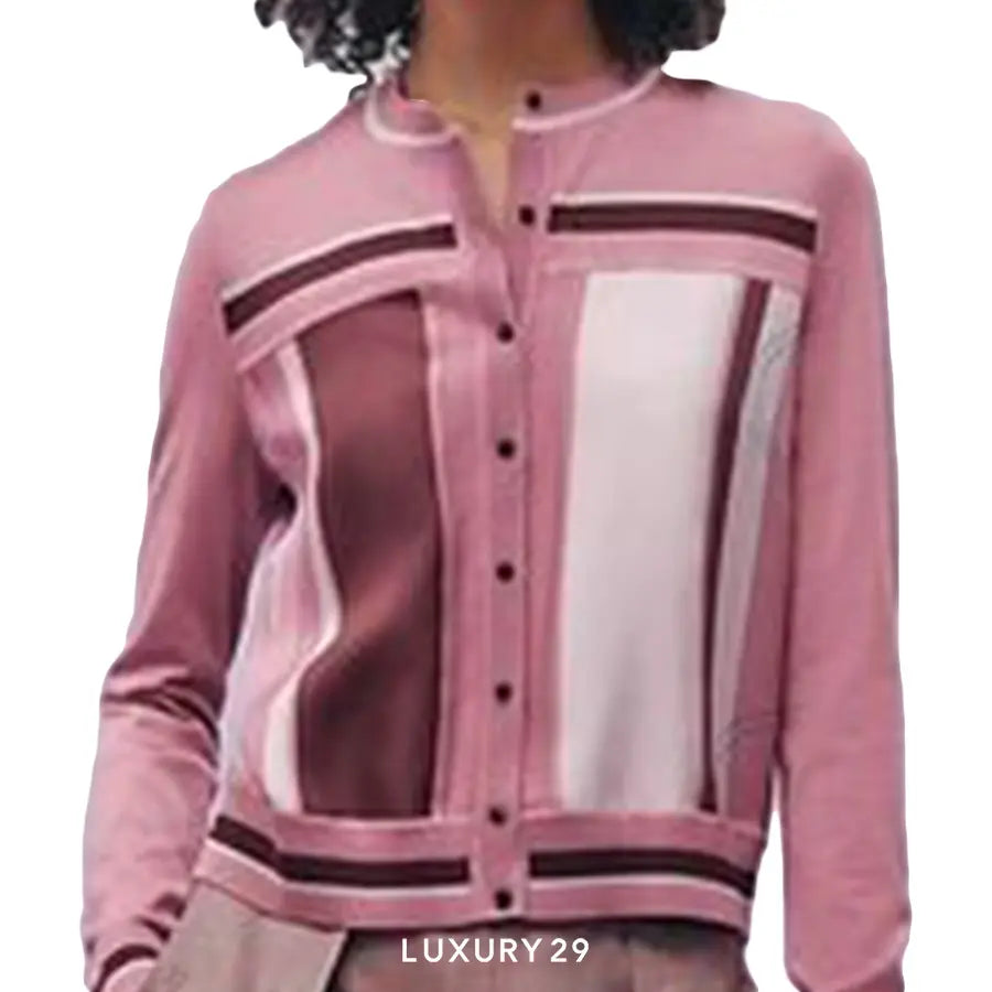 Hermes "Ex-Libris" long-sleeve twillaine cardigan Rose Aphrodite