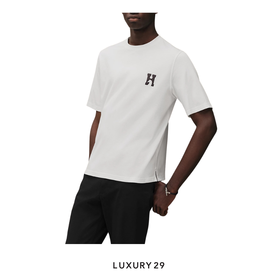 Hermes "H'Cheval" t-shirt with leather detail Blanc HERMES