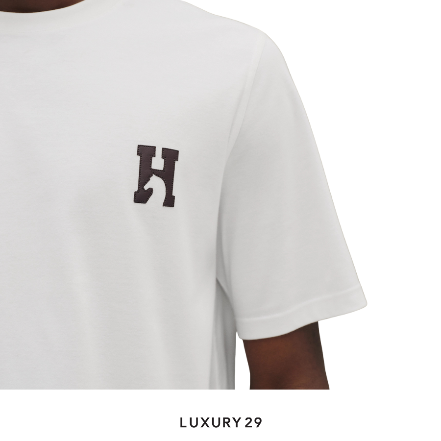 Hermes "H'Cheval" t-shirt with leather detail Blanc HERMES