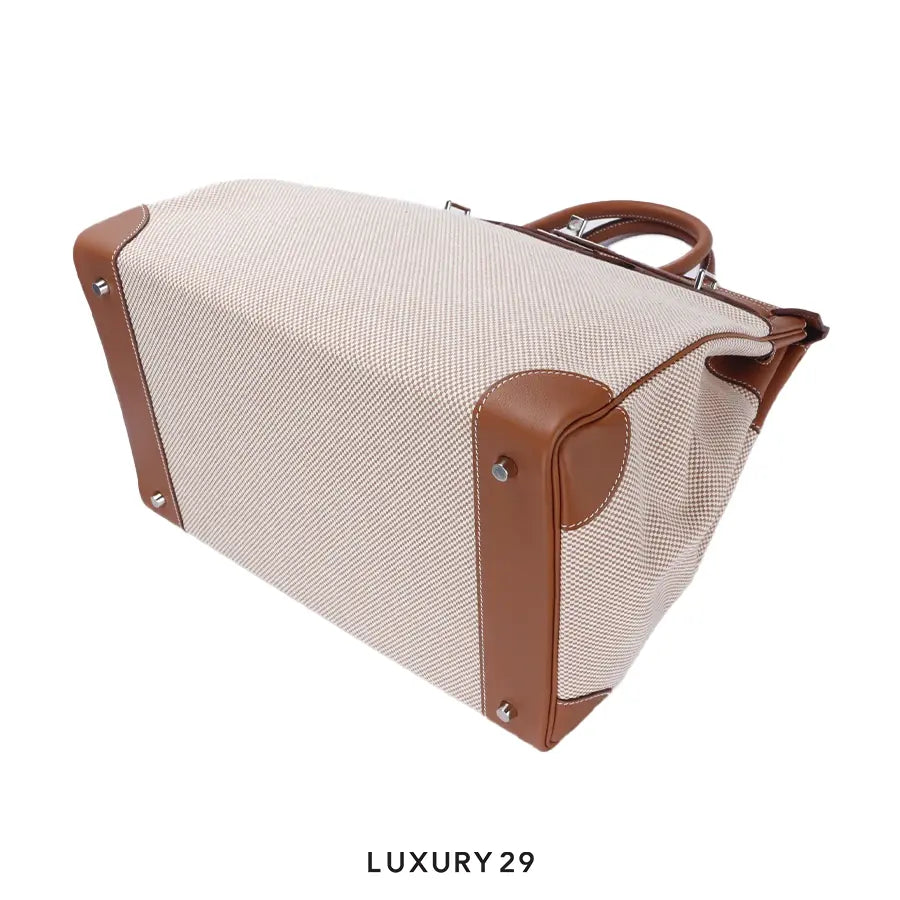Hermes Haut a Courroies 40 Canvas/ Barenia Faubourg Ficelle/ Fauve HERMES
