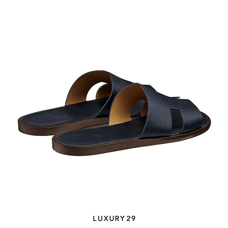 Hermes Izmir Crocodile Slides Navy HERMES