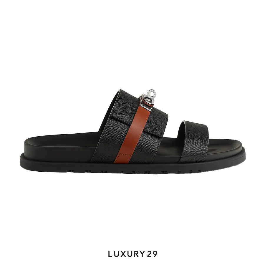 Hermes Jackson sandal noir / naturel H(M)