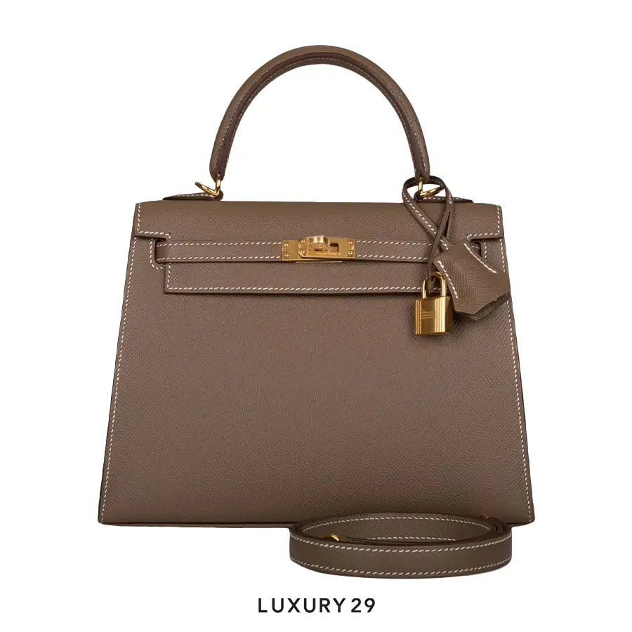 Hermes Kelly 25 Sellier Epsom Etoupe with Gold Hardware