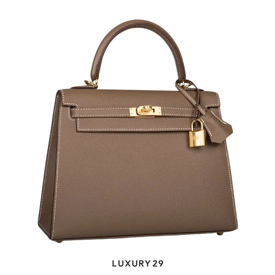 Hermes Kelly 25 Sellier Epsom Etoupe with Gold Hardware HERMES