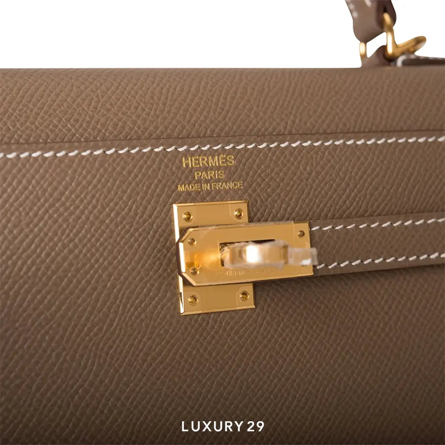 Hermes Kelly 25 Sellier Epsom Etoupe with Gold Hardware HERMES
