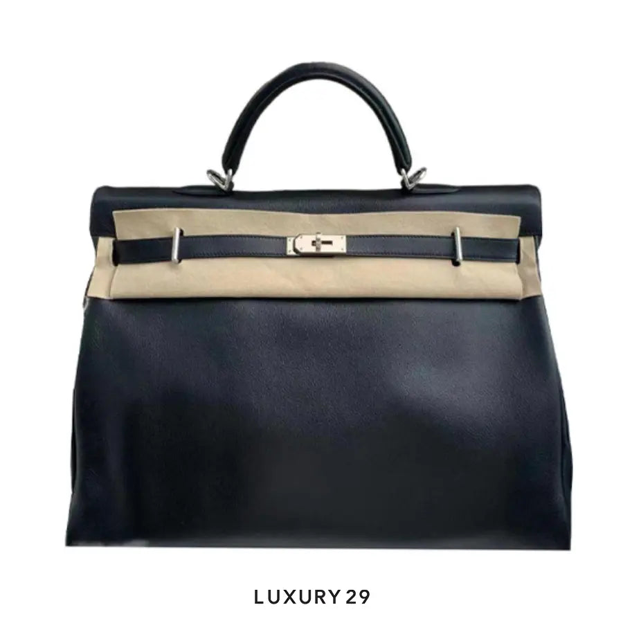 Hermes Kelly Relax Voyage 50 Taurillon Novillo Noir Palladium Hardware / B Stamp (2023)