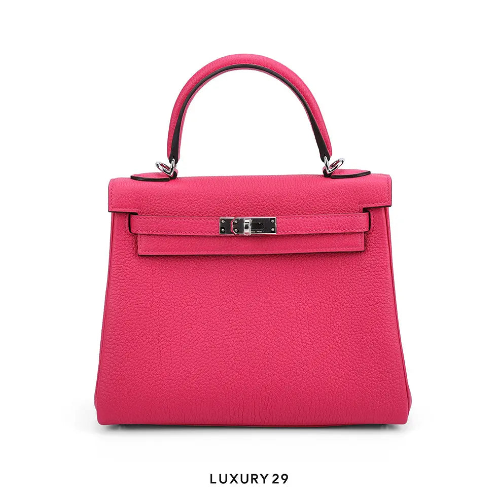 Hermes Kelly Retourne 25 Magnolia Togo Palladium Hardware / U Stamp