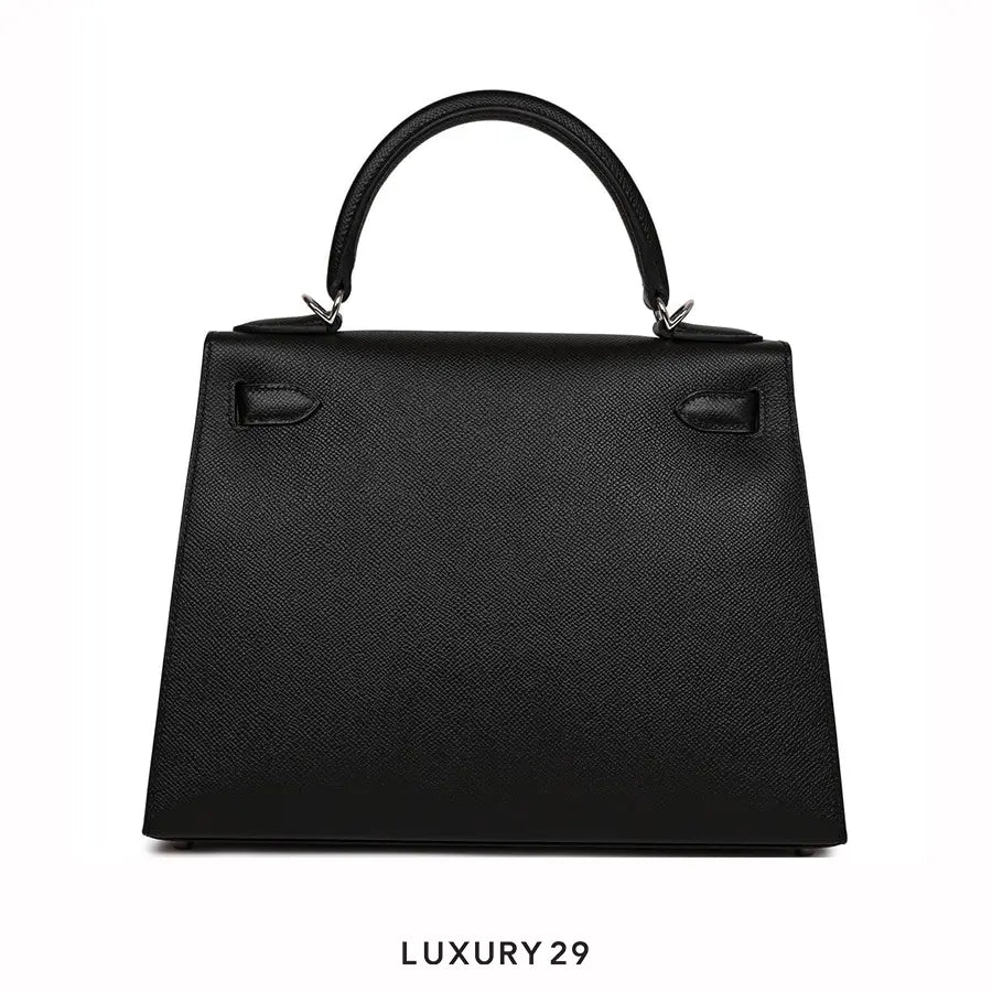 Hermes Kelly Sellier 28 Black Epsom Gold Hardware HERMES