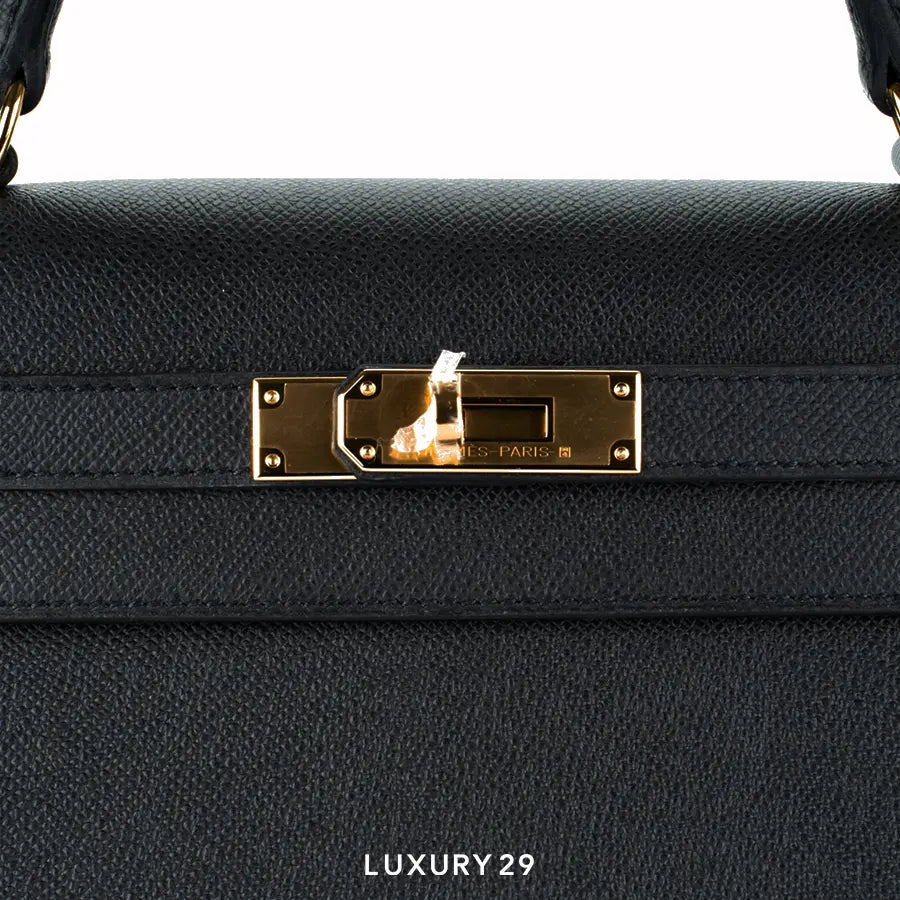 Hermes Kelly Sellier 28 Black Epsom Gold Hardware HERMES