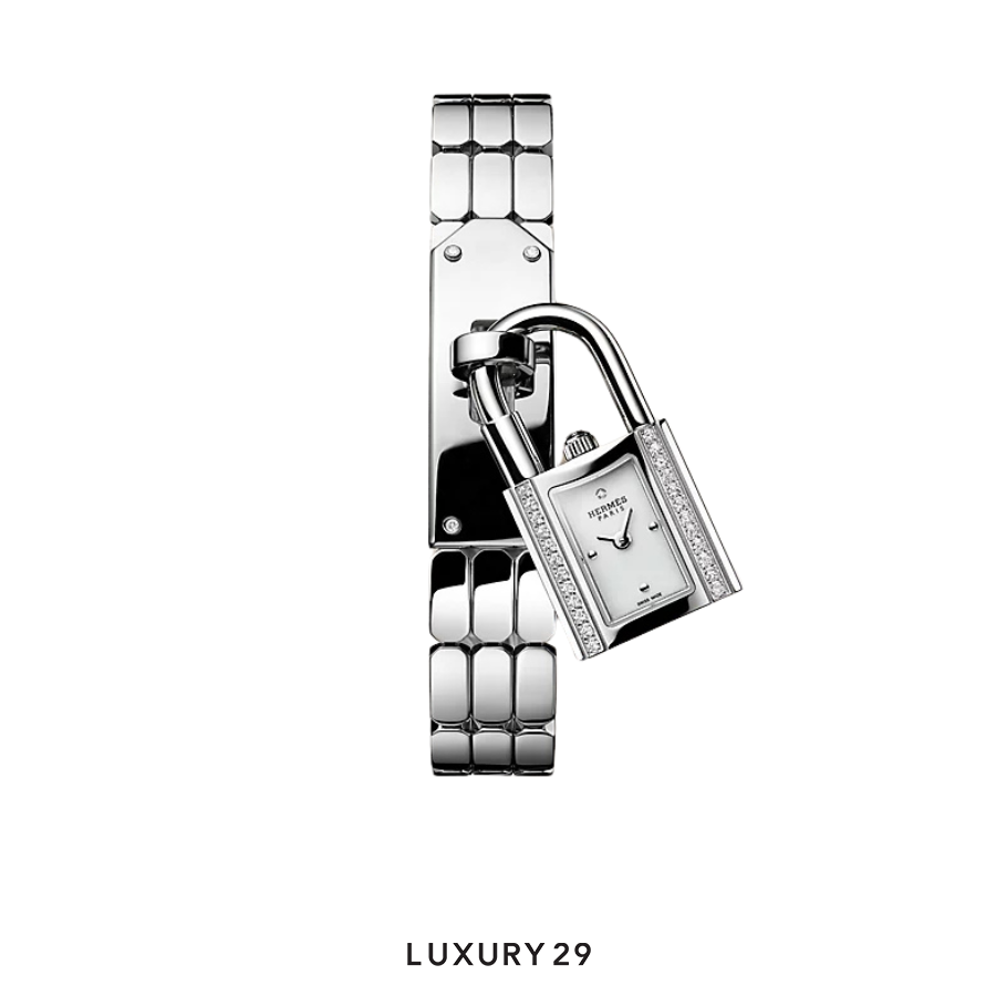Hermes Kelly watch, Mini model16 mm. steel case 24 diamonds HERMES