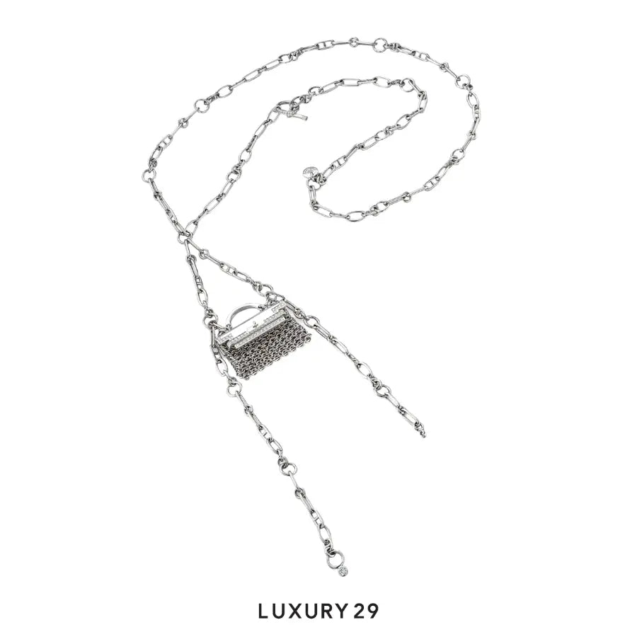 Hermes Limited Edition 18K White Gold and Diamond Precieux Kelly Necklace