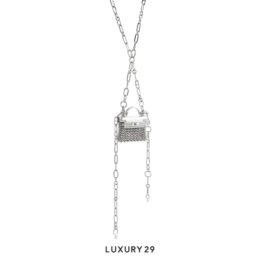 Hermes Limited Edition 18K White Gold and Diamond Precieux Kelly Necklace HERMES