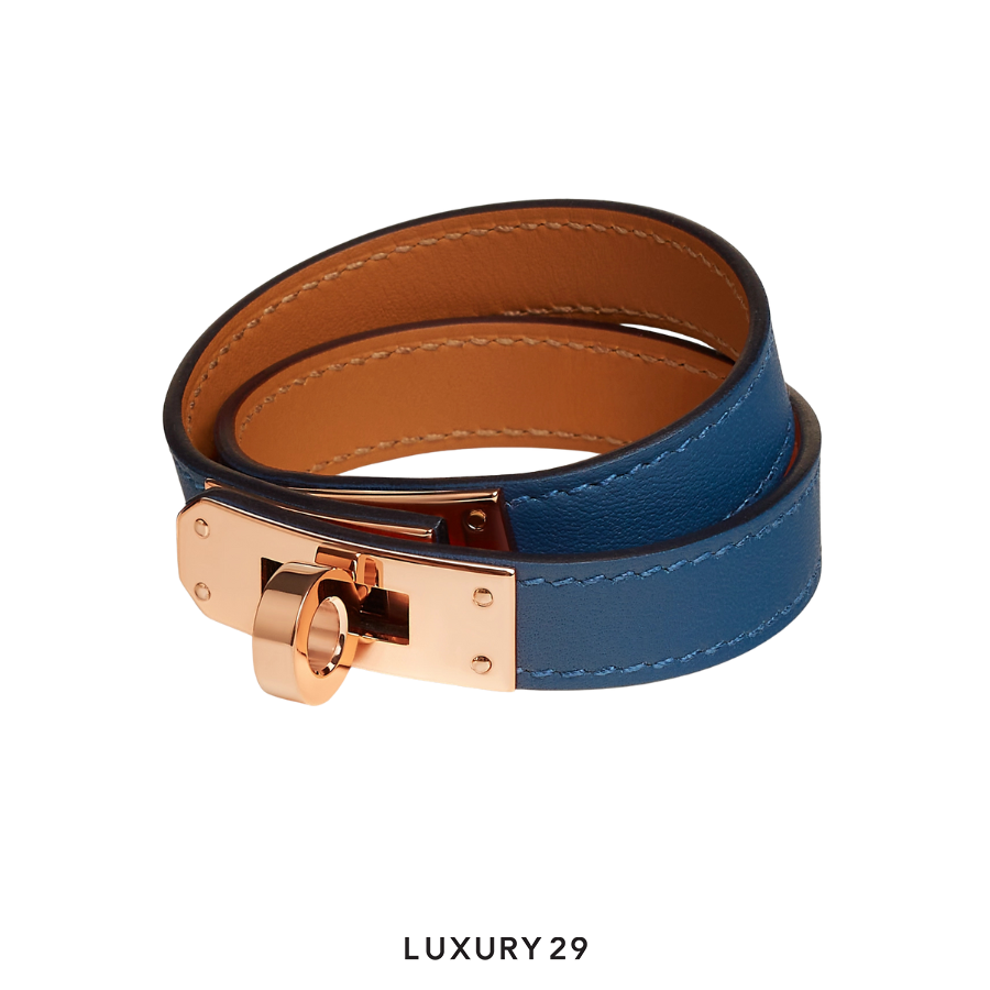 Hermes Mini Kelly Double Tour bracelet Bleu Tie HERMES Luxury29