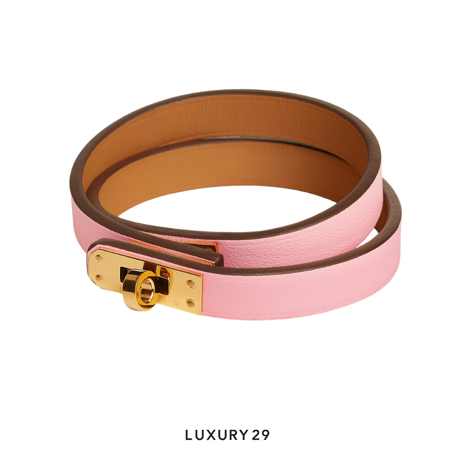 Hermes Mini Kelly Double Tour bracelet Rose Sakura HERMES