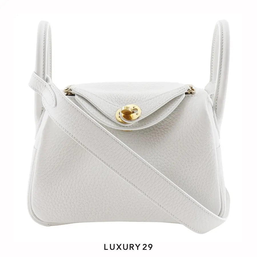Hermes Mini Lindy White Swift Gold Hardware