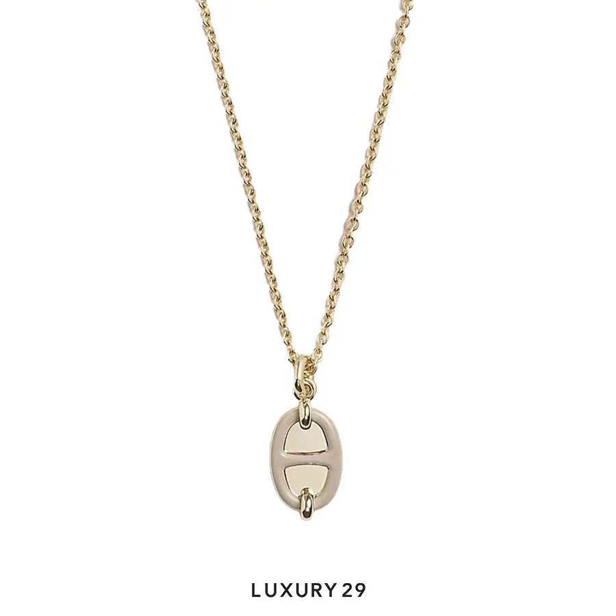 Hermes Mini Maillon Gold Plate Pendant Marron Glace
