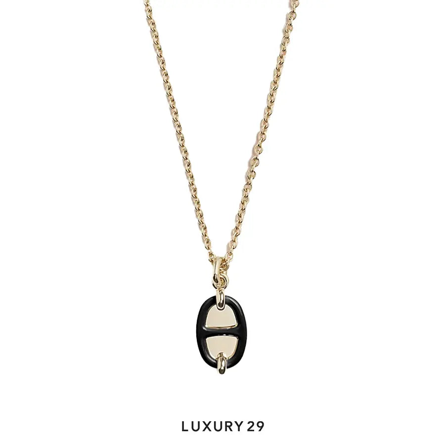 Hermes Mini Maillon Pendant Gold Plate Noir