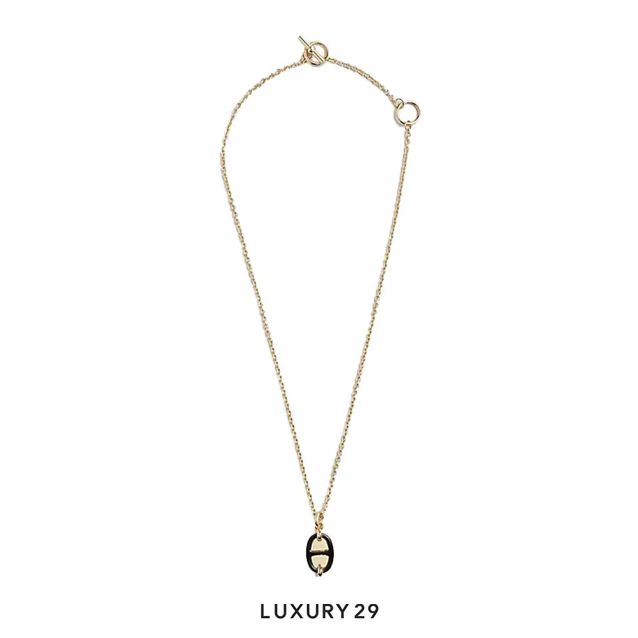 Hermes Mini Maillon Pendant Gold Plate Noir HERMES