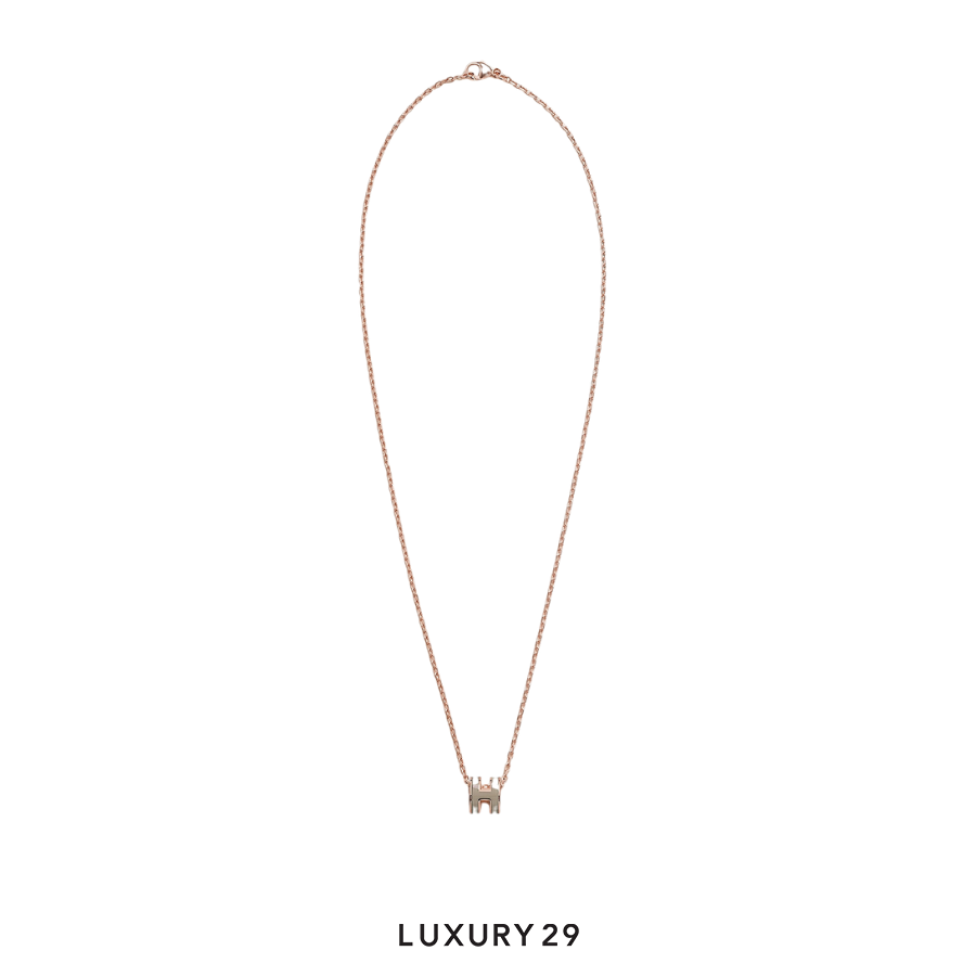 Hermes Mini Pop H Pendant Gold Plated Marron Glace HERMES