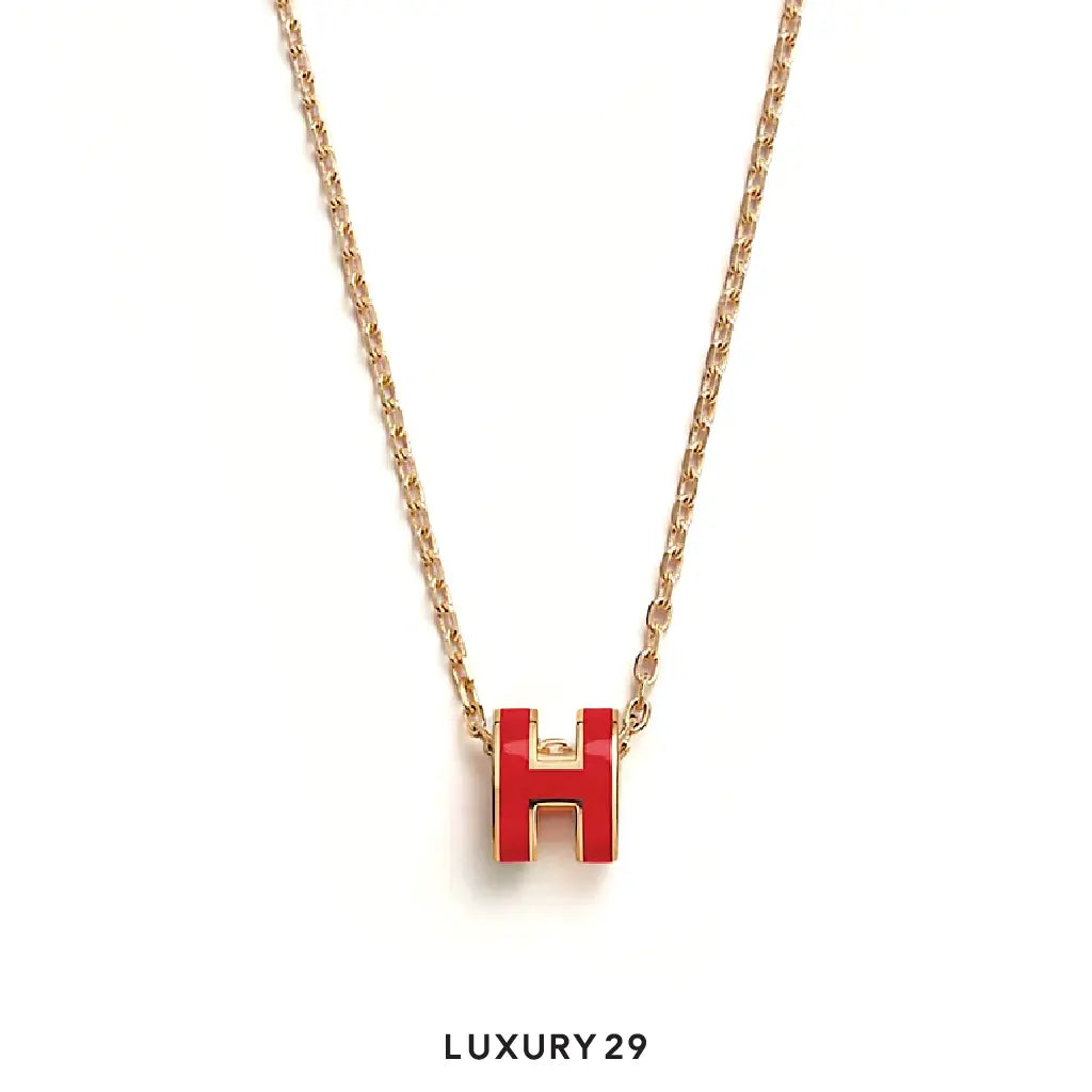 Hermes Mini Pop H Pendant Gold Plated Rouge vif